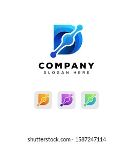 letter D tech logo design vector template
