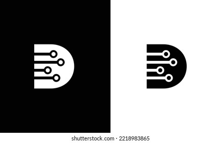 letter D tech logo design inspiration