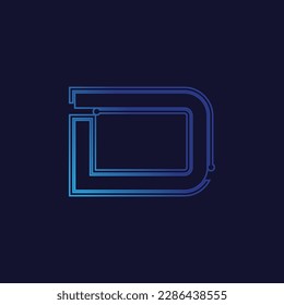 Letter D Tech Logo Design Vector