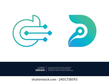 Letter D tech logo design inspiration.