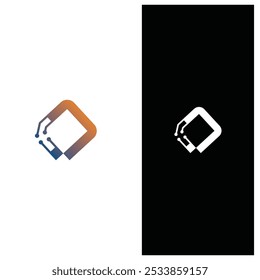letter D tech logo or icon simple and unique