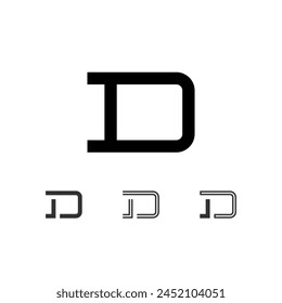 Letra D, letra técnica del alfabeto digital, incluyendo conjunto de cuatro de diferentes tipos, Ilustración vectorial 10eps