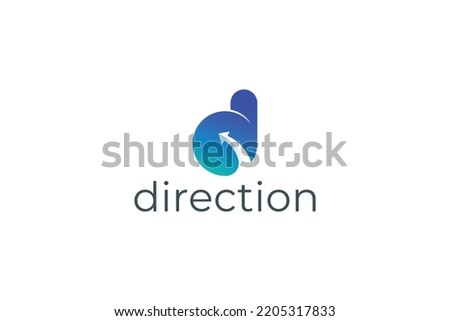Letter d technological arrow motion and direction logo