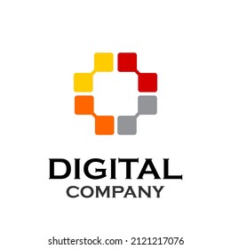 Letter d technology design logo template illustration