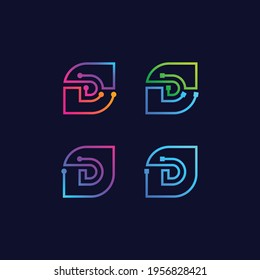 
Letter D Technology and Digital Connection logo with Leaf and Dots tech sign, nature and eco symbol for your Corporate identity
