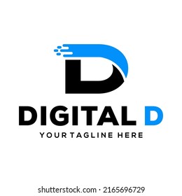 letter d technology logo design creative 
