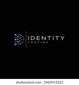 Vector plano de Plantilla de diseño de logotipo de la tecnología Letter D