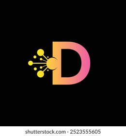 Letra D design de logotipo de tecnologia, ícone de logotipo técnico
