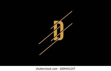 Letter D technology logo with diagonal lines for fast tech concept in minimalist flat design symbol