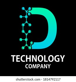 Letter d technology logo template illustration. suitable for biology, science, electric, energy, brand etc