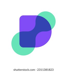 Letter D technology overlapping color logo design