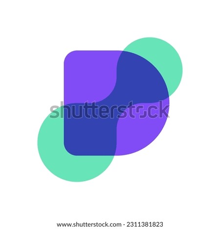 Letter D technology overlapping color logo design