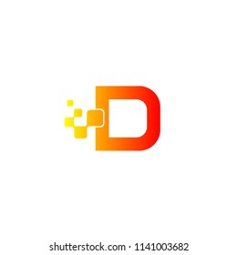 letter D with technology style concept logo