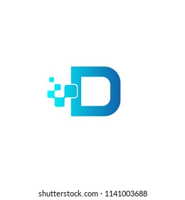 letter D with technology style concept logo