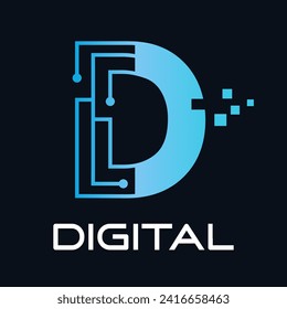 Letter d technology vector logo template. Suitable for technology, digital, web, link, internet, media etc