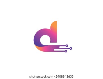 Letter D Technology vector monogram logo design template. Letter D molecule, Science and Bio technology Vector logo Design