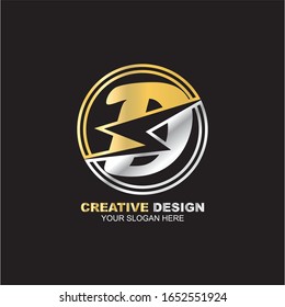 Letter D. Template for creative logo design with circle icon element. vector elegant gold and metal font.