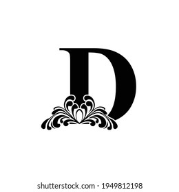 Letra D del logotipo de la plantilla. Alfabeto monograma . Hermosa carta de iniciales reales.	