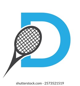 Letter D Tennis Logo. Paddle Symbol Vector Template