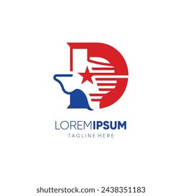 Buchstaben D Texas Karte Logo Design Symbol Vektor Symbol Grafik Emblem Illustration