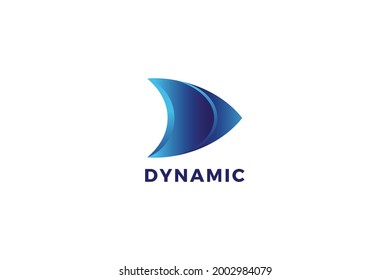 Letter D three dimensional digital motion dynamic business logo