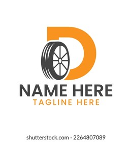 Letter D Tire Logo For Car Repair  Automotive Motor Logo Design Vector Template