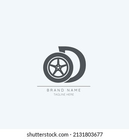 letter D tire logo design vector icon