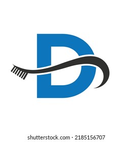 Letter D Tooth Brush Logo Design Stock Vector (Royalty Free) 2185156707 ...