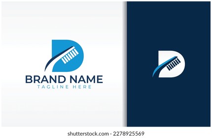 letter D toothbrush logo vector