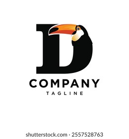 Letter D Toucan Logo Icon Vector