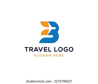 Letter D tour and travel logo with airplane vector image