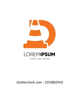 Letter D Traffic Cone Logo Design Vector Icon Graphic Emblem Illustration