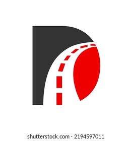 Letter D Transportation Logo Based On Road Path Symbol Vector Template