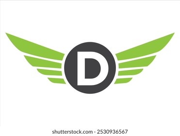 Letter D Transportation Logo Design. Wing Symbol For Freight Sign