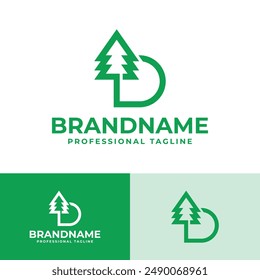 Letter D Tree Line Logo, Suitable for Environmental Organizations and Outdoor Brands
