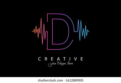Letter D Trendy Design Logo Concept. Creative Icon Logo with Sound Wave Vector Illustration.