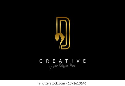 Letter D Trendy Logo Design. Creative Letters Icon Logo with gold color Vector Illustration.