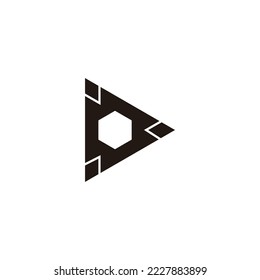 Letra D triángulo, gemas hexagonales símbolo geométrico simple vector logo