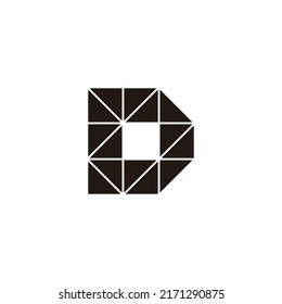 Letter D triangles, square geometric symbol simple logo vector