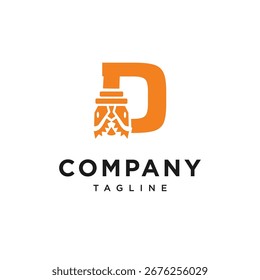 Letra D Tricone Broca de perforación Vector de icono de logotipo