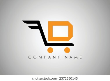 Tienda de carritos de la letra D y vector de logotipo. Diseño de logotipo de negocios.