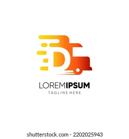 Letter D Truck Logo Design Vector Icon Graphic Emblem Illustration