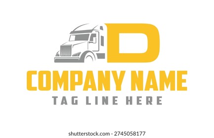 Letter D Truck logo vector 