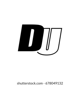 letter D and U logo overlapping black negative