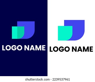 letter d and u mark modern business logo design template