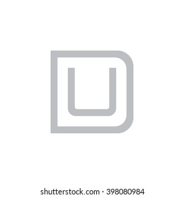 letter D and U monogram square shape logo gray