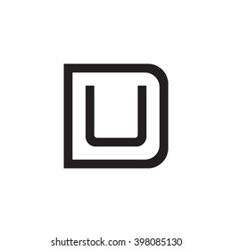 letter D and U monogram square shape logo black