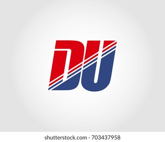 Letter D and U red and blue combination logo
