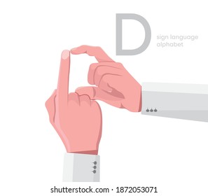 The letter 'D. Universal and Turkish handicapped hand alphabet letter D. Disabled hand. Hand tongue. Learning the alphabet, non-verbal communication, expression gestures vector.