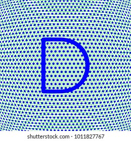 letter D in uppercase with dot effect, blue color for various uses related to teaching and education, editable vector